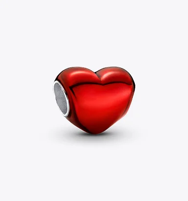 Metallic Red Heart Charm