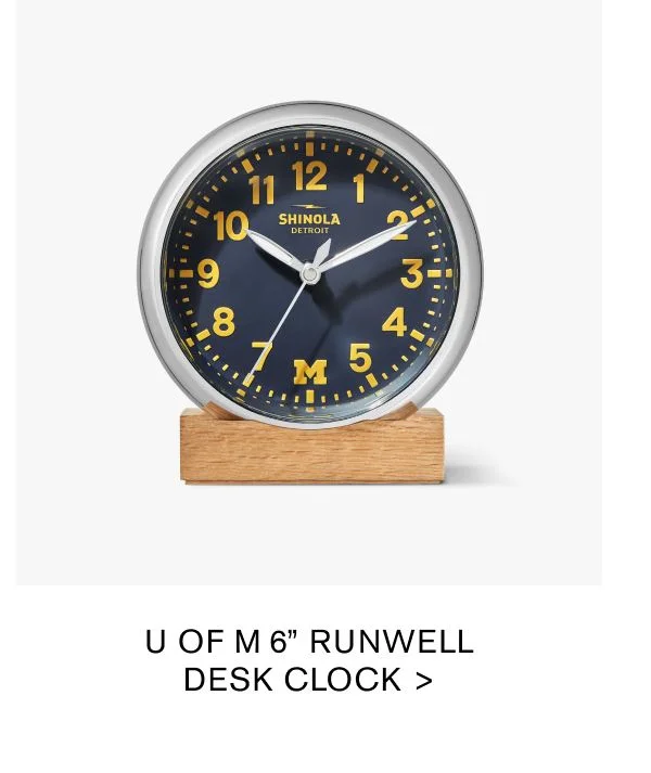 U OF M 6" RUNWELL DESK CLOCK