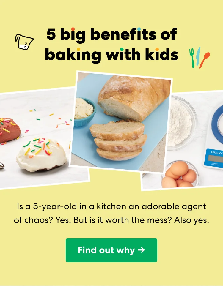 5 benefits of baking with kids: Is a 5-year-old in a kitchen an adorable agent of chaos? Yes. But is it worth the mess? Also yes. Find out why.