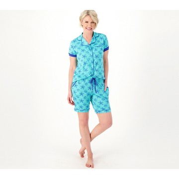 MUK LUKS Cloud Knit Notch Collar Top and Shorts Pajama Set