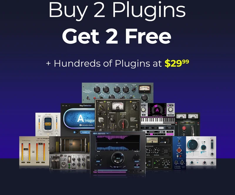 Choose from 100 FREE plugins when you buy 2 + Hundreds of plugins, $29.99 each