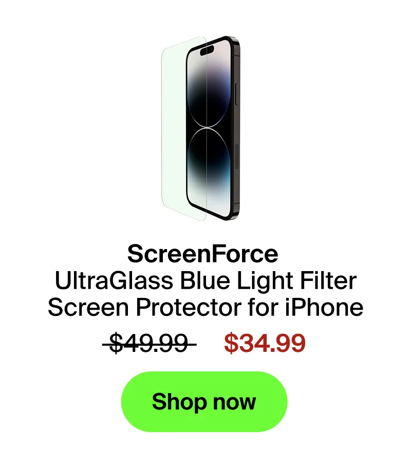 ScreenForce UltraGlass Blue Light Filter Screen Protector for iPhone