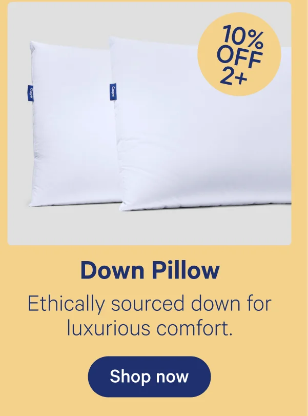 Down Pillow; Ethically sourced down for luxurious comfort.