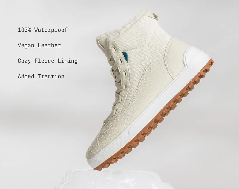 100% Waterproof. Vegan Leather. Cozy Fleece Lining. And Added Traction.