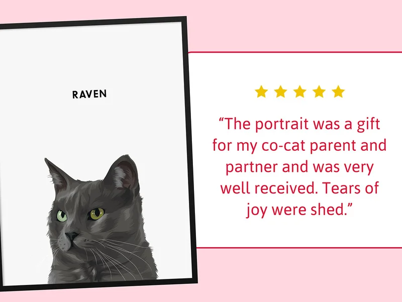 Modern Pet Portrait. "The portrait was a gift for my co-cat parent and partner and was very well received. Tears of joy were shed"