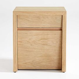 Vander Natural White Oak Wood Storage End Table