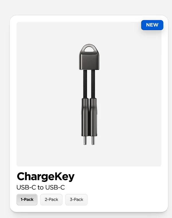 ChargeKey packs 240W of power and 10Gbps data transfer speeds—the fastest supported by iPhone 15 Pro and iPhone 16 Pro—into a tiny cable that fits seamlessly on your keychain.