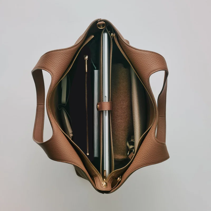 System Zipper Tote 13-Inch Dark Chestnut