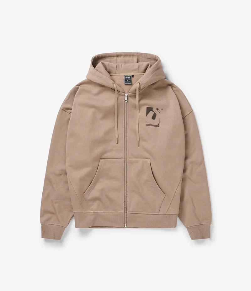 INITIAL BOX ZIP HOODIE - FOSSIL