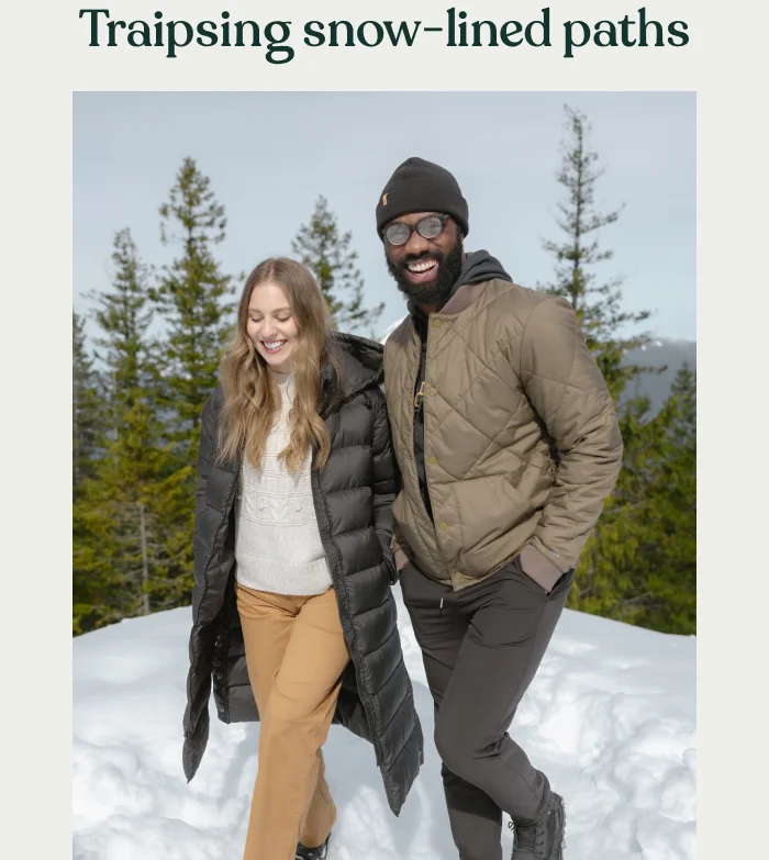 Traipsing snow-lined paths