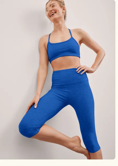 Spacedye Pedal Pusher High Waisted Legging in Court Blue Heather
