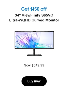 Get $150 off 34in ViewFinity S65VC Ultra-WQHD Curved Monitor Now $549.99 Buy now