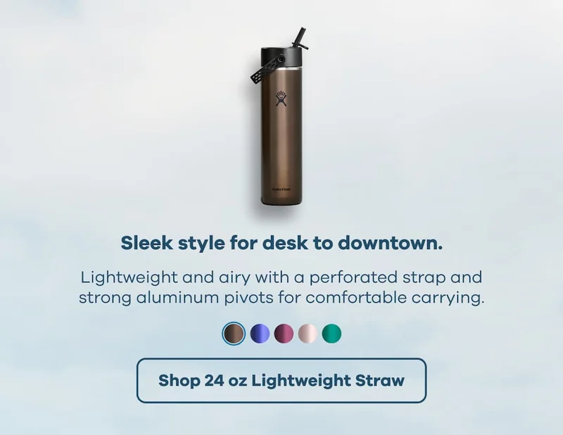 Sleek style for desk to downtown. Lightweight and airy with a perforated strap and strong aluminum pivots for comfortable carrying. | Shop 24 oz Lightweight Straw