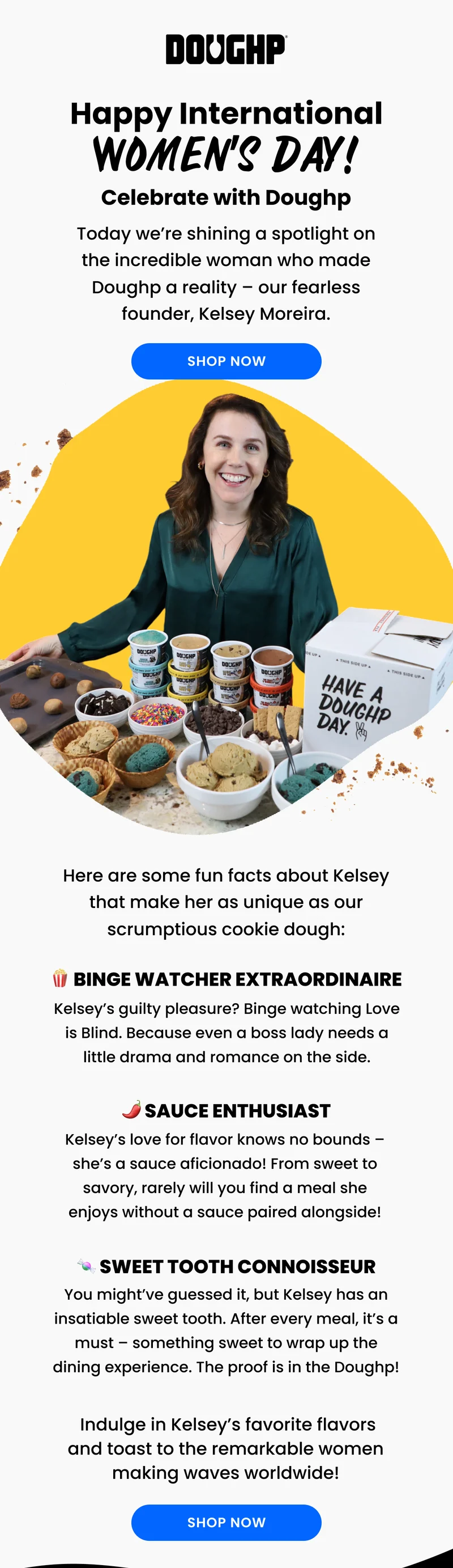 Celebrating International Womens Day, fun facts about Doughps founder