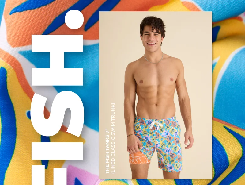 Lined Classic Swim Trunk: The Fish Tanks 7"