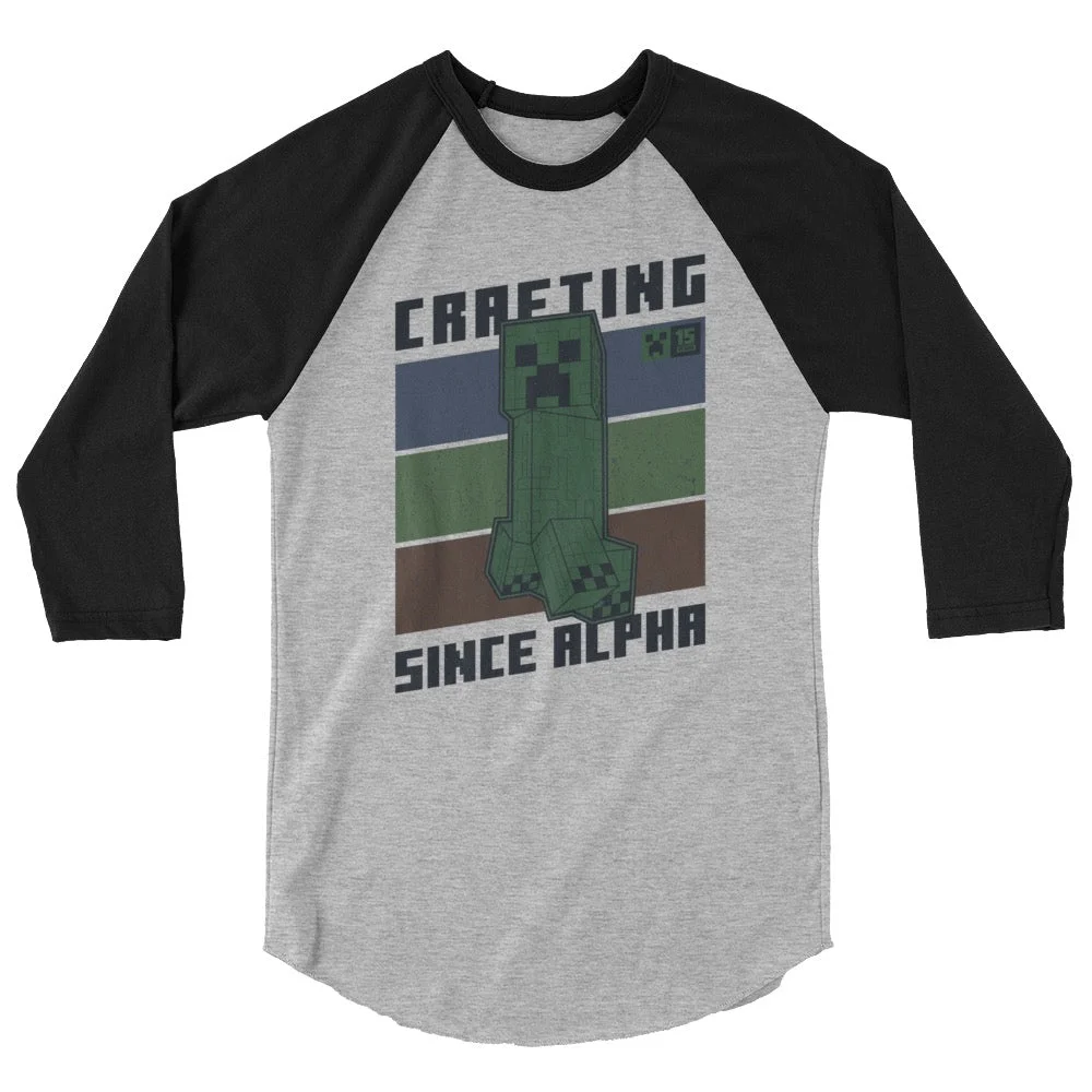 Image of Minecraft 15th Anniversary Vintage Creeper Adult Raglan