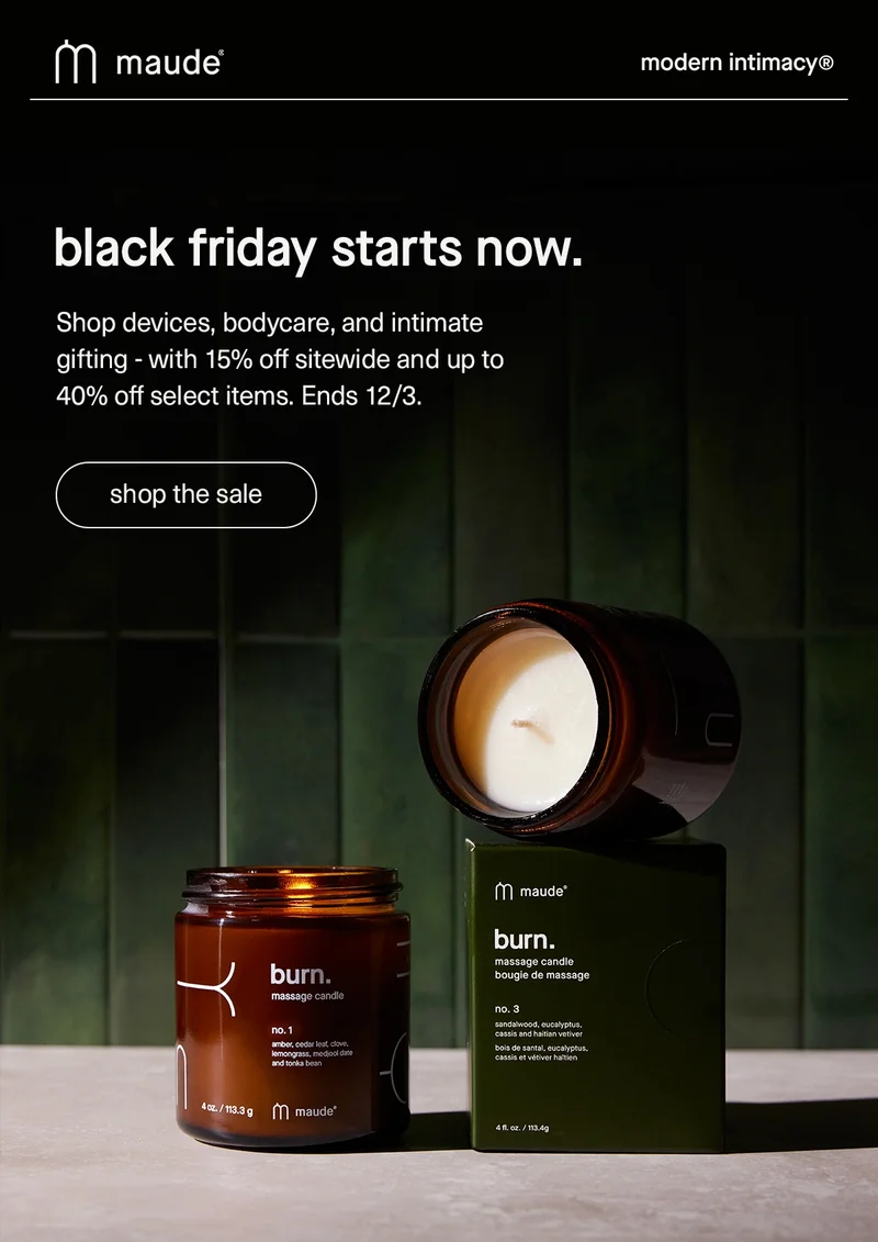 black friday starts now. | Shop devices, bodycare, and intimate gifting - with 15% off sitewide and up to 40% off select items. Ends 12/3.