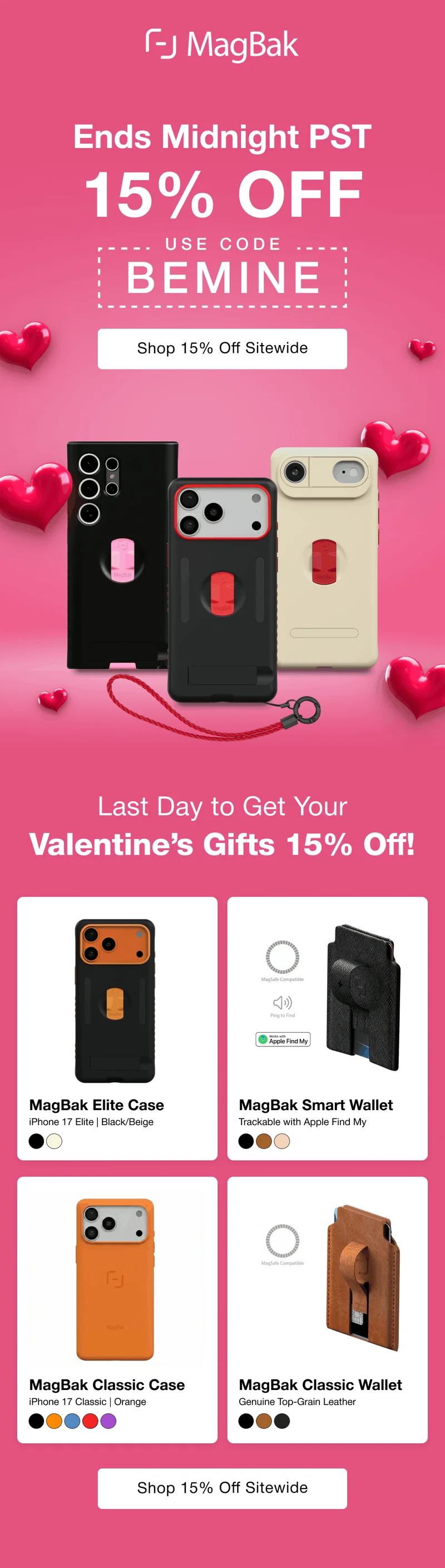 Ends Midnight PST - 15% off with code BEMINE. Last Day to Get Your Valentine’s Gifts 15% Off! MagBak Elite Case MagBak Smart Wallet iPhone 17 Elite | Black/Beige Trackable with Apple Find My MagBak Classic Case MagBak Classic Wallet iPhone 17 Classic | Orange Genuine Top-Grain Leather