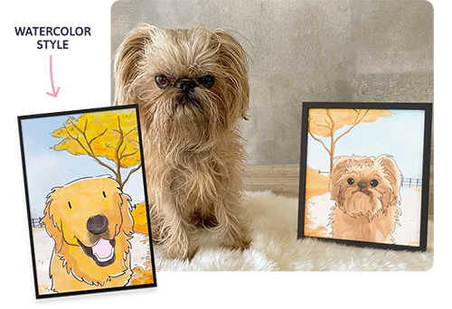 Watercolor Style Pet Portrait