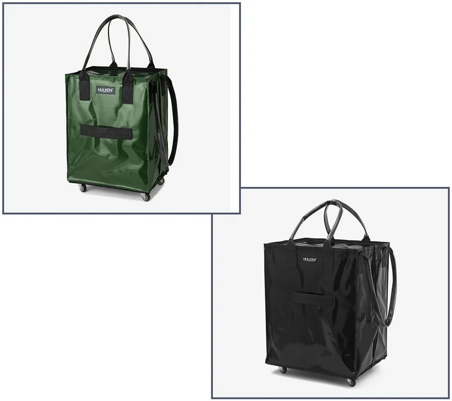 Hulken Medium or Large Rolling Tote with Zip Top & Button Closure