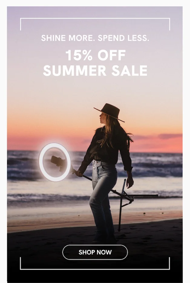 Shine More. Spend Less. 15% Off Summer Sale