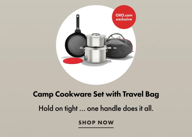 Camp cookware set with travel bag. Shop now.