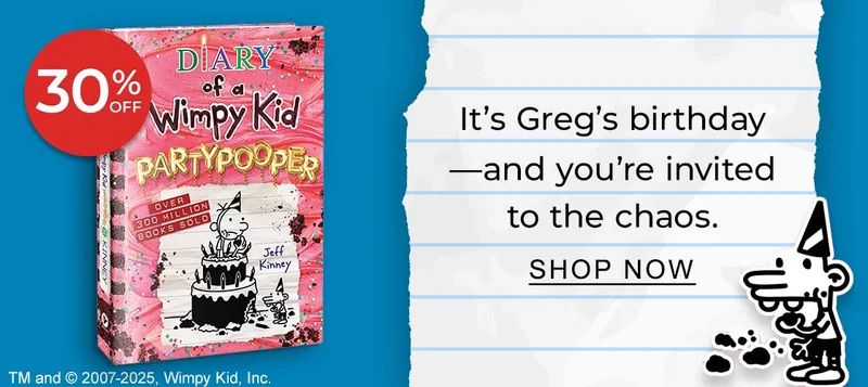 [30% OFF] Partypooper (Diary of a Wimpy Kid Series #20) by Jeff Kinney : It's Greg's birthday — and you're invited to the chaos. SHOP NOW