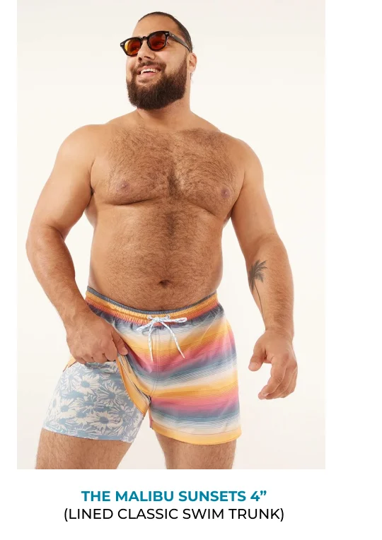 Lined Classic Swim Trunk: The Malibu Sunsets 4"