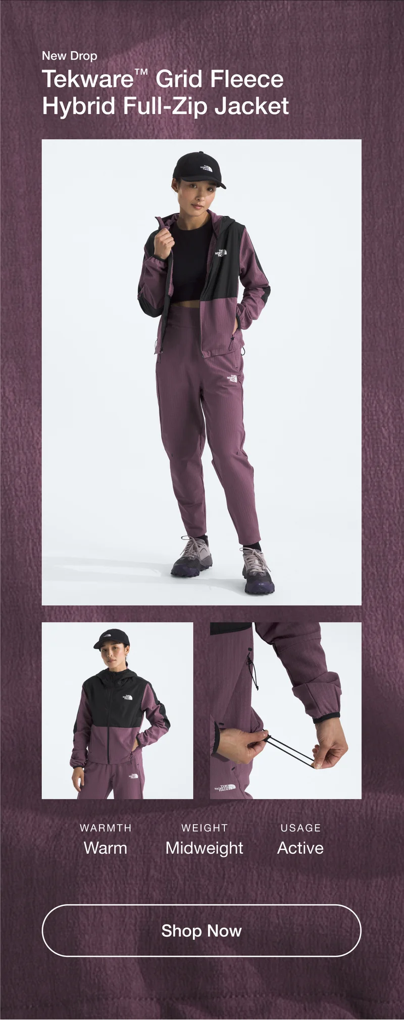 Tekware Grid Fleece Hybrid Full-Zip Jacket