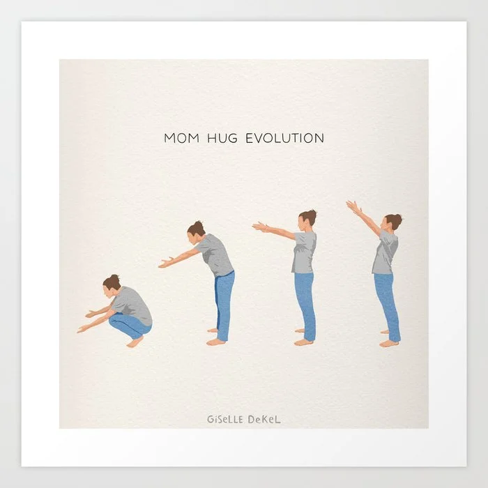 Mom Hug Evolution Art Print Art Print