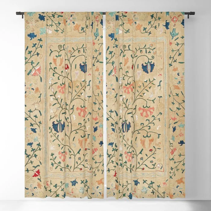 Uzbekistan Suzani Nim Print Blackout Curtain Blackout Curtain