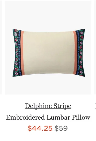 Delphine Stripe Embroidered Lumbar Pillow