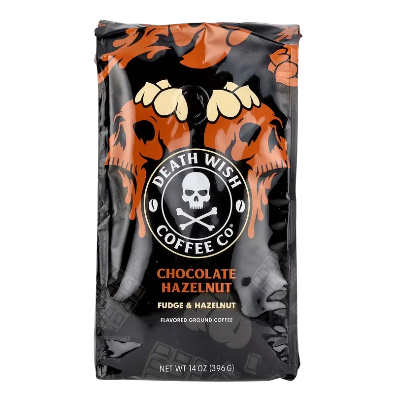Image of Death Wish Coffee Chocolate Hazelnut flavored Ground Coffee