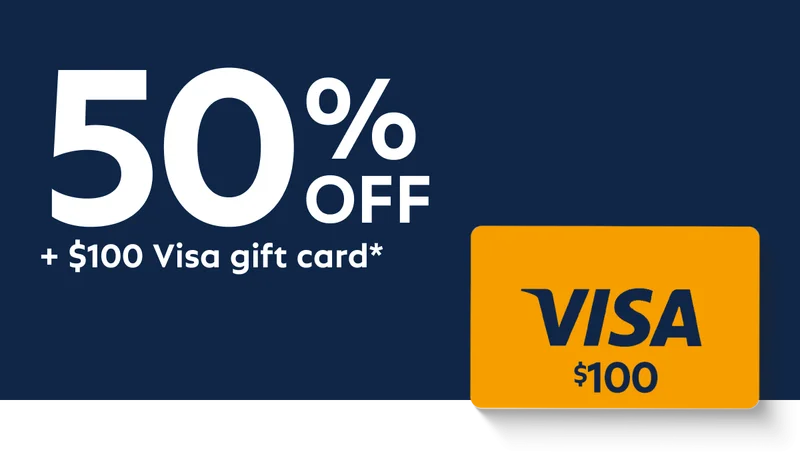 45% off + $100 Visa gift card