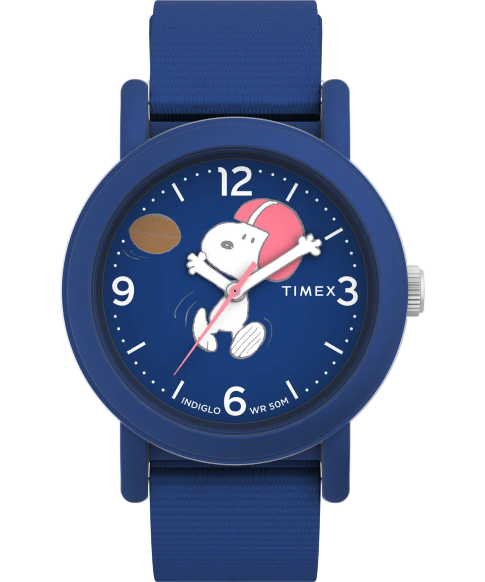 Image of Timex x Peanuts Snoopy Football 40mm Fabric Strap Watch
