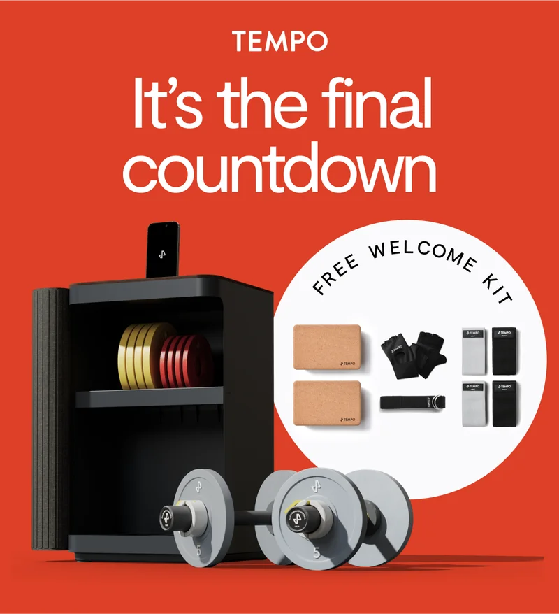 image preview of Tempo gear and the free welcome kit with text saying:" it's the final coundown, free welcome kit "