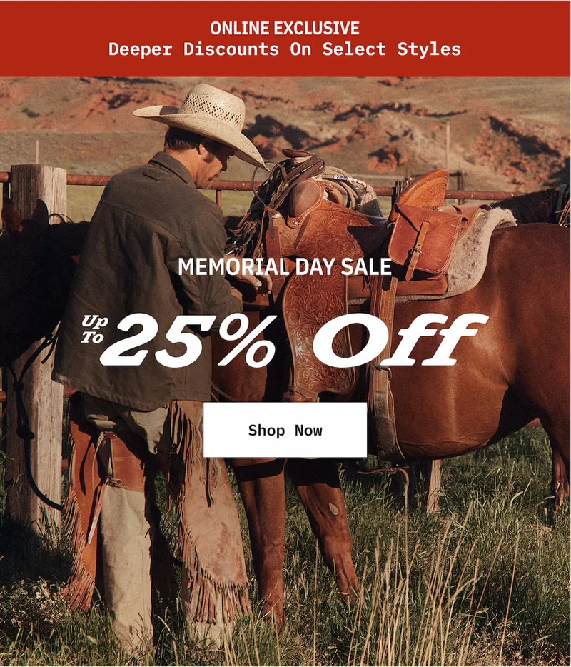 Memorial Day Sale. Up to 25% Off. Shop Now.