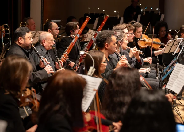 A photograph of the Brooklyn Symphony Orchestra playing music