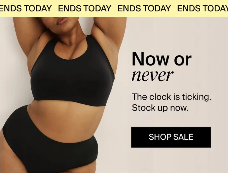 ENDS TODAY. Now or never. The clock is ticking. Stock up now. SHOP SALE