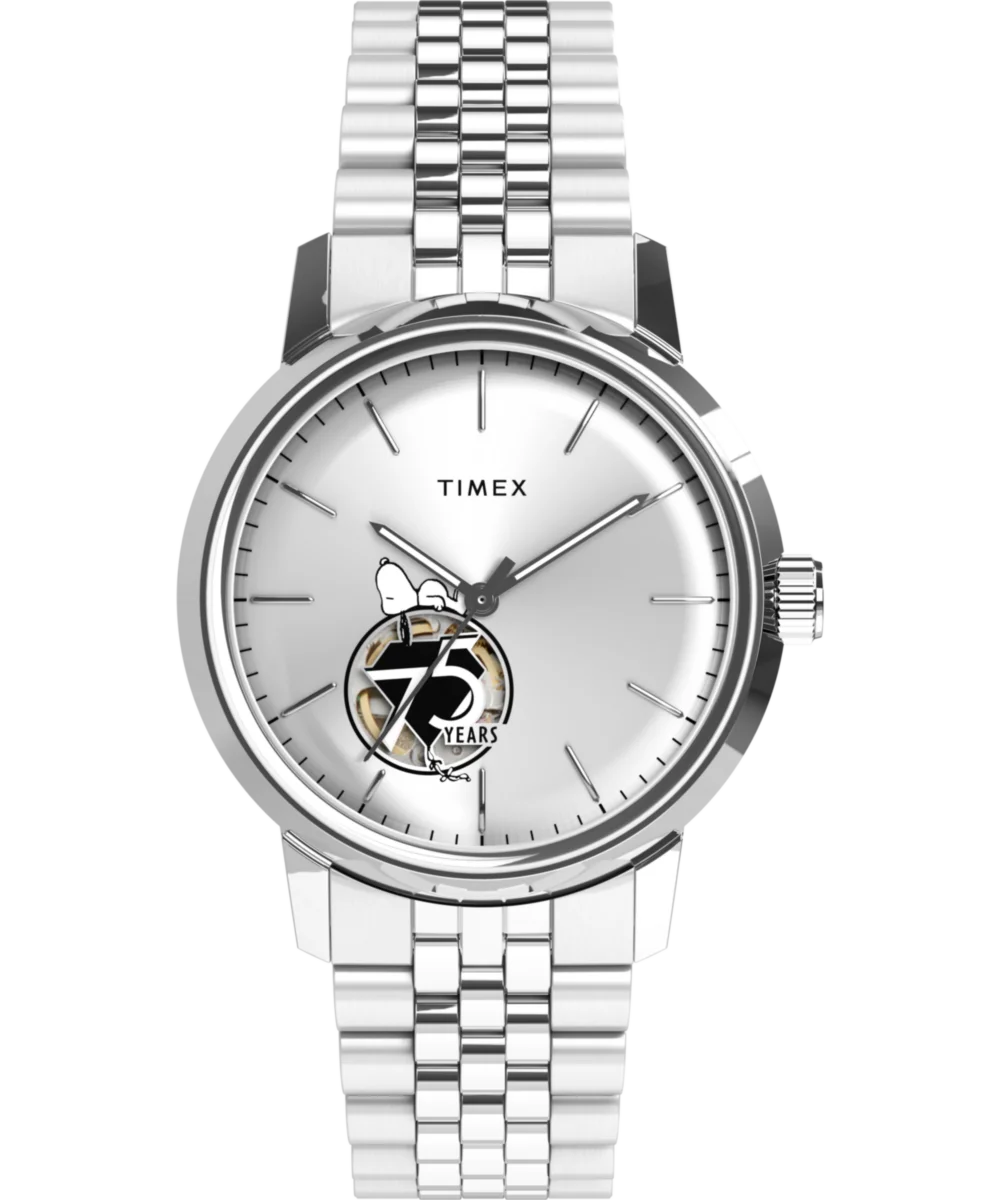 Image of Timex x Peanuts® Marlin® Automatic 75th Anniversary 40mm Stainless Steel Bracelet Watch