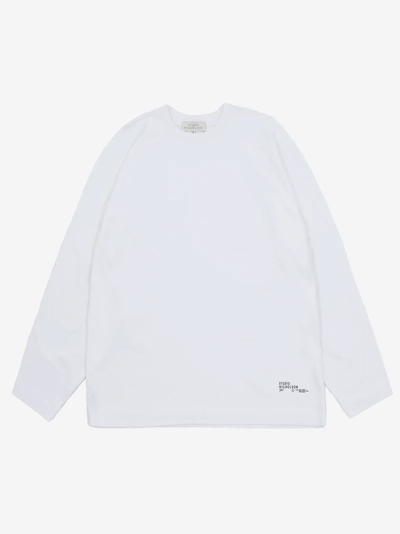 Image of Studio Nicholson Platt Long Sleeve Raglan T-Shirt - White