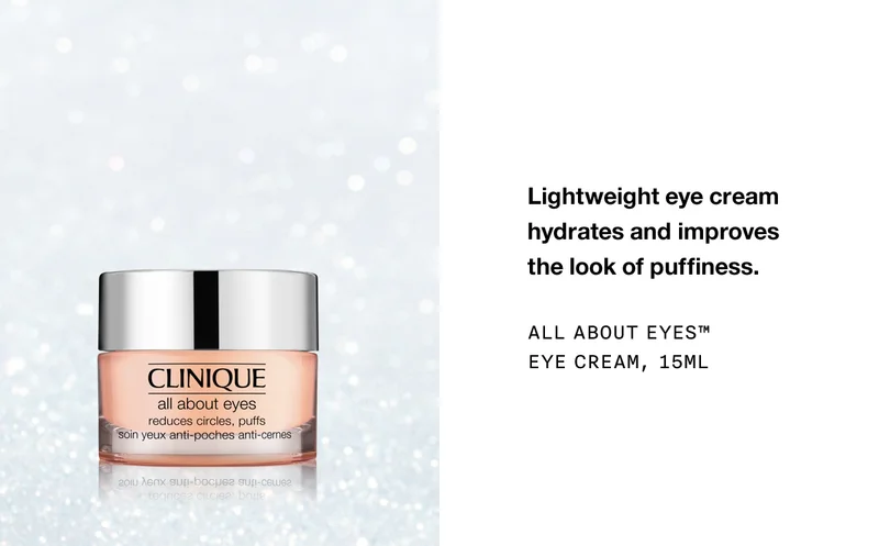 Lightweight eye cream hydrates and improves the look of puffiness. All About Eyes™ Eye Cream, 15ml
