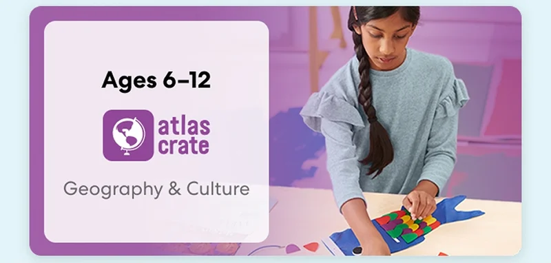 Child exploring KiwiCo World geography crate. Fun activities on culture and world exploration for ages 6–12+
