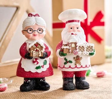 Santa & Mrs. Claus with Gingerbread House & Train by Valerie