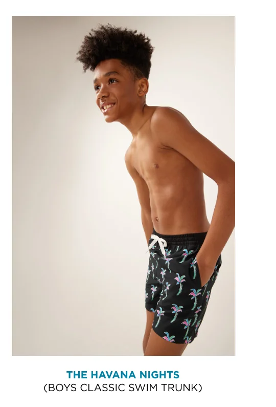 Boys Lined Classic Swim Trunk: The Havana Nights