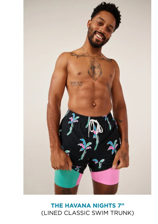 Lined Classic Swim Trunk: The Havana Nights 7"