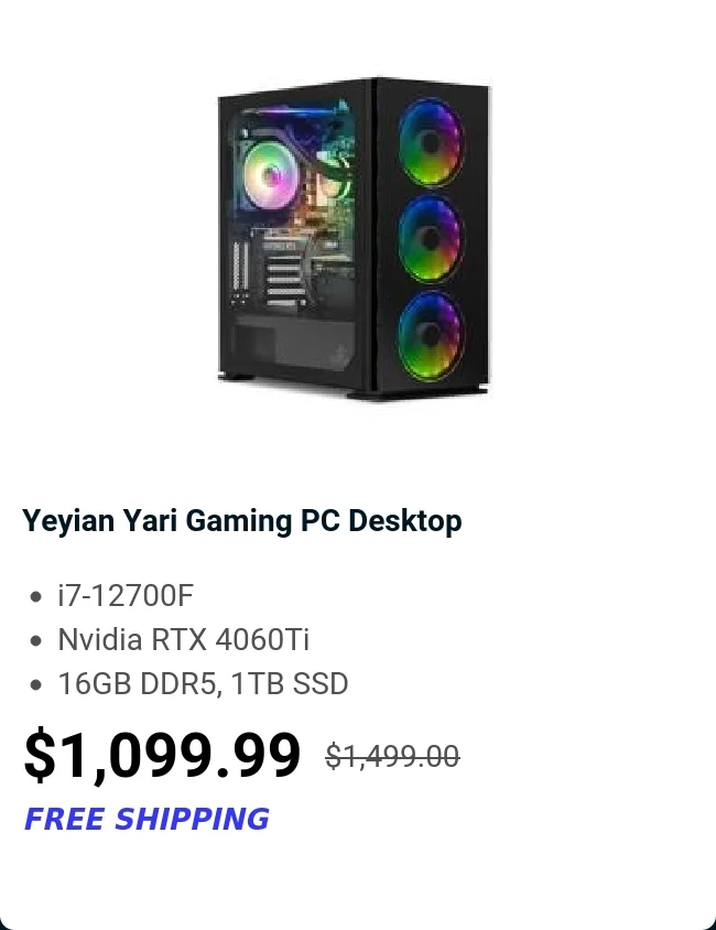 Yeyian Yari Gaming PC Desktop