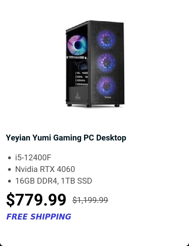 Yeyian Yumi Gaming PC Desktop