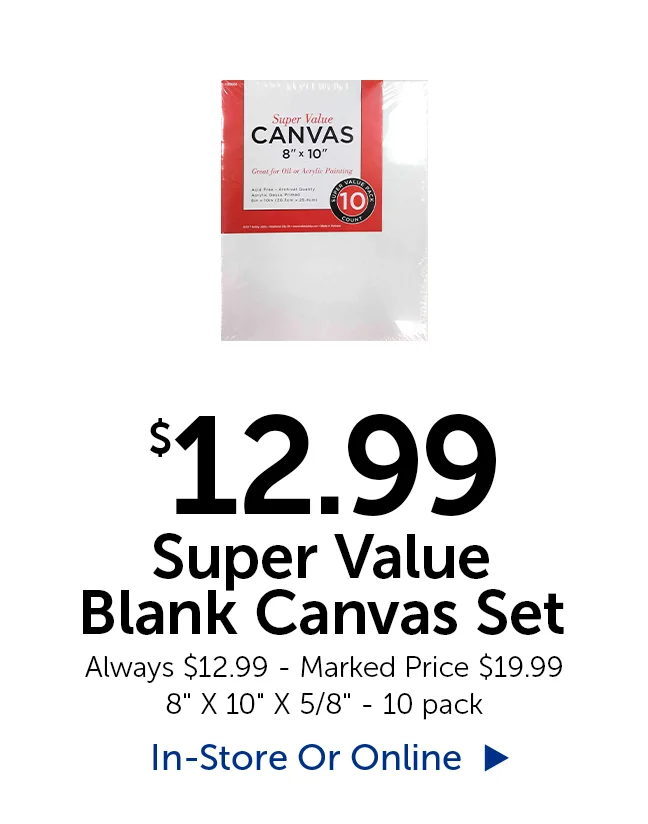 $12.99 Super Value Blank Canvas Set - Always $12.99 - Marked Price $19.99 8 " X 10" X 5/8" - 10 pack