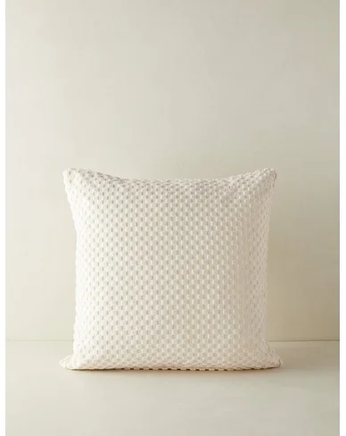 Hi-Lo Checker Velvet Pillow by Sarah Sherman Samuel-Ivory